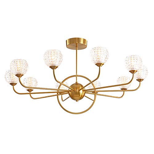 Lustre moderne 8 lumières cuisine et suspension luminaire verre laiton