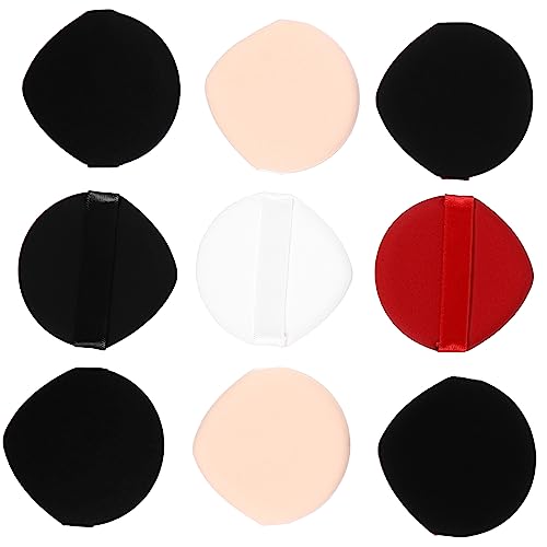 Ipetboom 9pc Water Drop Triangle Non Latex Puff Black Leather Black Fabric White Leather Makeup Puff Face