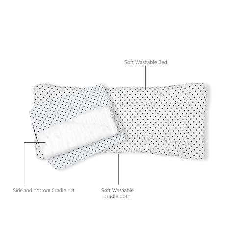 Image of beetot New Born Baby Swing Cradle (Jhula) | Cradle Cloth, Removable Mattress Bed, and Mosquito Net (No Any Hanger Or Spring)| Weight Capacity up to 20kg | Age from 0-12 Months | Dotted Pattern