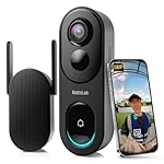 Doorbell Camera Wireless, 180° Panoramic View, No Monthly Fee, 1:1 Head to Toe, 5MP Video Doorbell Battery, 2.4GHz Wi-Fi