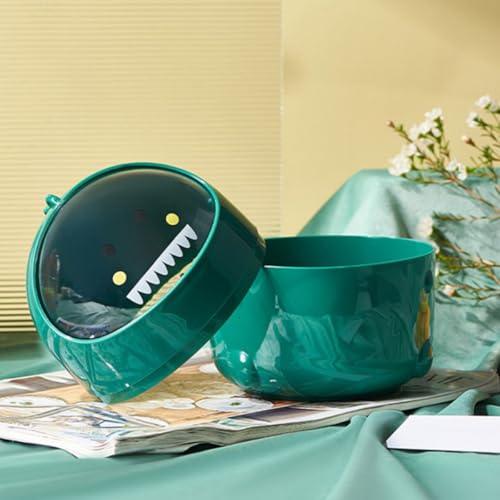 Caneca de basura de escritorio con tapa, dinosaurio verde miniatura 6