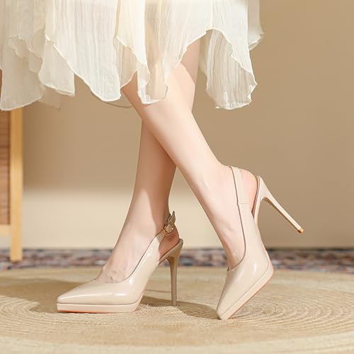 Women's Slingback High Heels Patent Leather Platform Closed Pointed Toe Stilettos Pumps Fashion Party Dress Shoes for Women2