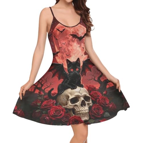 Image of Women's Spaghetti Strap Dress Summer Casual Swing Sundress Girls Beachwear Swing Mini Dress