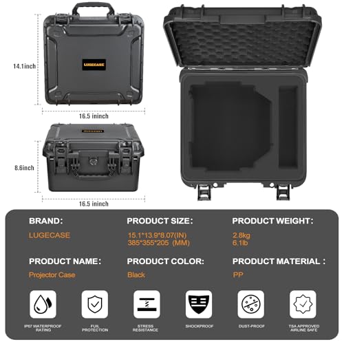 Image of Hard Case for Anker Nebula Mars 3 - Waterproof Portable Projector Hard Shell Case: All-in-One Travel Carrying Box for Anker Nebula Mars 3 | Charging Cable | Microphone - for Home Theater & Vacation