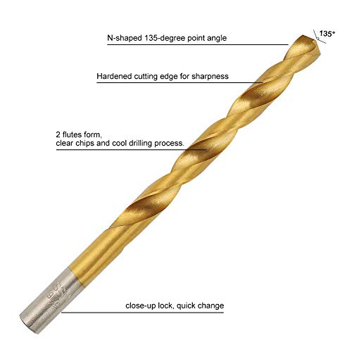 COMOWARE 230 Pieces Drill Bit Set- Titanium Wood Drill Bits, High Speed Steel Drill Bit Kit for Wood, Metal, Plastic, Steel, Copper, Aluminum Alloy with Storage Case, 3/64