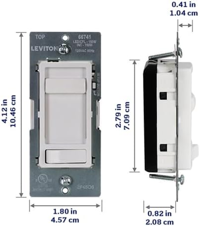 Leviton SureSlide LED Advanced Dimmer Switch for 150W Dimmable LED, Halogen and Incandescent Bulbs and Fixtures, 66741-W, White - 2