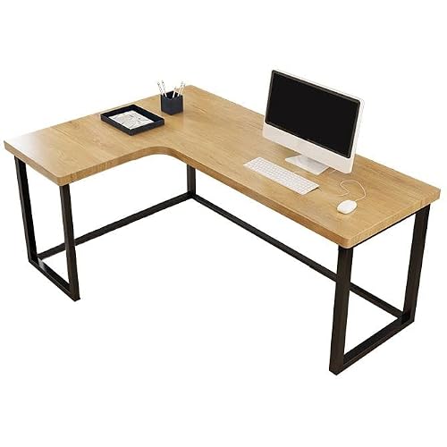 Craftthink Computer Desk With Drawers, L-Shape Home Writing Desk Industrial Style Solid Wood Office Desk Without Cabinet - Brown Left Hand Return 71" L X 31.5" W X 29.5" H #TOP26