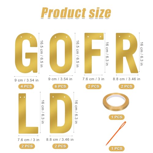2pcs Go for Gold Signs, 7 Inch x5ft Gold Foil Go Streamers Go for Gold Banner Go for Gold Decorations for Sport Themed Party Decorations