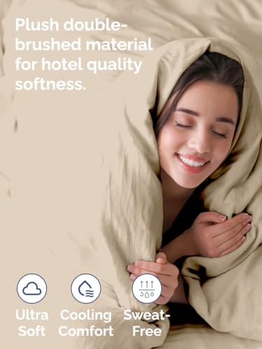 Image of Duvet Cover Queen Size - Extra Soft 3 Piece with Zipper Closure - Cream