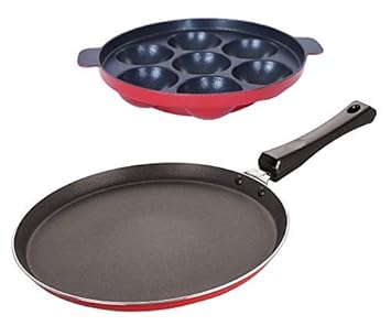 Nirlon Heat Resistance Non-Stick Tawa and Appampatram Combo Set, 2 Piece