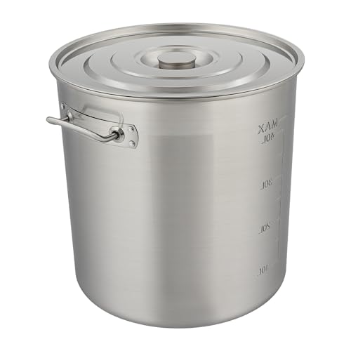 Grande Marmite Inox 50L, Marmite Professionnelle Acier Inoxydable 201, Faitout Géant 53Qt avec Couvercle, Marmite à Soupe Induction/Gaz pour Restaurant...