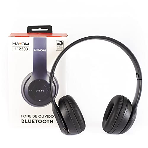 Headphone Bluetooth HF-2203 Hayom 40mm Preto com Botões