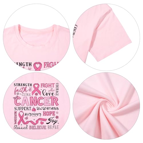 Breast Cancer Shirts for Women Breast Cancer Awareness Shirt Faith Over Fear Graphic Tees Pink Ribbons Short Sleeve Top — view 5