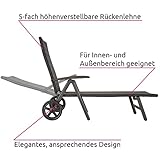 TecTake Aluminium Poly Rattan Sonnenliege mit Armlehnen und Rollen klappbar - 5