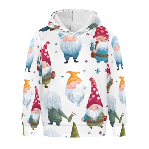 Kids Hoodies Sweaters Christmas Gnome Dwarfs Hooded Sweatshirts with Big Pockets for Boys Girls B0400027