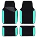 CAR PASS Rainbow Waterproof Universal Fit Car Floor Mats, Fit for SUV,Vans,sedans, Trucks,Set of 4(Black with Mint)