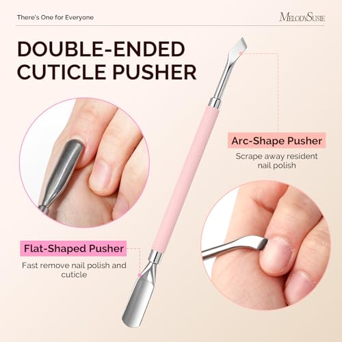 Image of Melodysusie 3Pcs Cuticle Trimmer Set, with Dual-Ended Cuticle Pusher and Cuticle Remover, Stainless Steel Nail Cuticle Nipper Set, Pedicure Manicure Tools for Home Salon