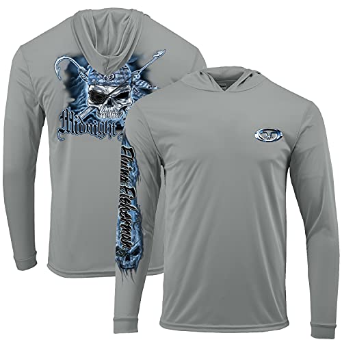 Flying Fisherman Kapuzenpullover mit Piraten-Totenkopf, langärmelig, für Angeln und Outdoor-Sport, LSF 50+ Sonnenschutz, Größe XL Cover