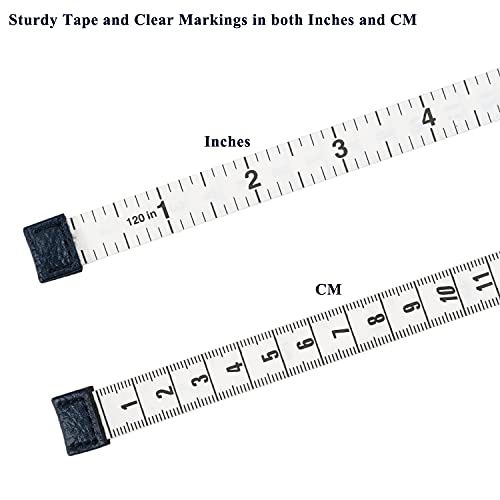 Image of Tape Measure for Body Measuring Tape Double Scale Body Sewing Flexible Ruler for Medical Tailor Craft Ruler, Retractable Key Chain Mini Tape Measure 120 Inches /300cm (Black)