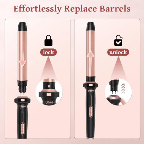Ufree U-3166 5 In 1 Curling Iron With Interchangeable Ceramic Barrels (0.35"-1.25"), Curling Wand Set With Flat Iron Hair Straightener, Professional Instant Heat Up thumb #5
