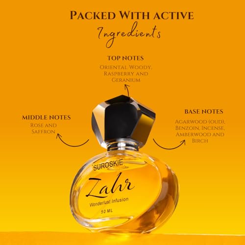 Image of Suroskie Zahr Perfume 50Ml | Luxury Eau De Parfum | Long Lasting Unisex Fragrance Spray | Aromatic Blend Of Aqua, Saffron & Rose Scent | Woody & Oud Notes | Premium Gift For Men & Women