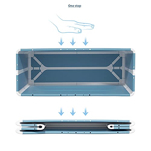 Portable Foldable Bathtub Bath Tub For Adult Twins Toddler Children,Extra Large Soaking SPA Freestanding Folding Bath Tub Bathtub,W WEYLAN TEC 53 inch Blue With Lid - Thumbnail 4
