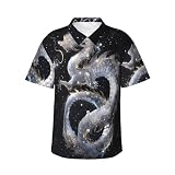 Mexpekil Galaxy Dragon - Camicia hawaiana da uomo, casual, a maniche corte, con bottoni, per l'estate e la spiaggia, Multicolore, S