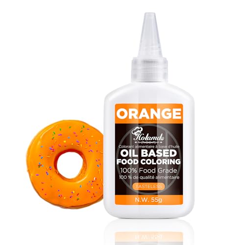 55g Oil Based Food Coloring - Vibrant Orange, Baking Essential, Fat Soluble Food Grade & Flavorless | Concentrated Food Colour for DIY Baking, Chocolate, Candy Melts, Fondant, Cookies
