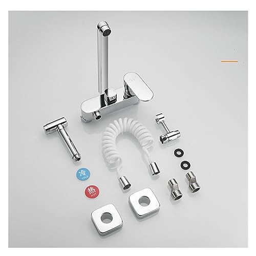 Robinet de baignoire froid et chaud mural avec bec long orientable