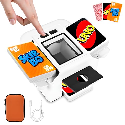 Automatic Card Shuffler Machine, Rechargeable Shuffle Machine for 2 Deck with AUTO & Manual Mode, Card Case, Foldable & Portable Low Noise Shuffler Machine for Poker, UNO, Skip-Bo, Blackjack, Phase 10
