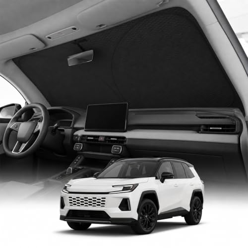 REEVAA 2026 3rd Pro Windshield Sunshade for 2019-2026 Toyota RAV4 | Dual-Layer Heat & Sun Defense, OEM Design | Foldable Sun Shade Car Accessories with Storage Bag