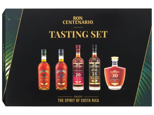 Ron Centenario Tasting Set | In ausgewählten Eichenfässern geruht| Hergestellt im Solera-Verfahren | weich und harmonisch im Geschmack | 5 x 50ml | 40% Vol.