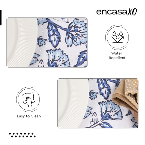 Image of Encasa XO Dining Table Cover Cloth for 6 to 8 Seater | 140x240 cm Rectangular Table Cloth | Water Repellent Polyester Tablecloth for Indoor & Outdoor Use - Indigo Digital Print
