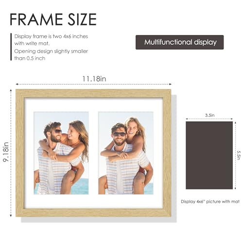 Image of DUENPY 8x10 Double 4x6 Picture Frame, Made of Natural Solid Wooden Picture Frames, Displays Double 4x6 inch Photos, or 8x10 (Without Mat) Wall Decor, Wall Hanging, or Tabletop, Solid Color.