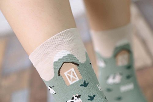 Cow Print Socks Women Funny Cute Animal Design Cotton Crew Socks Christmas Gift Pack Of 4 (C) #TOP6