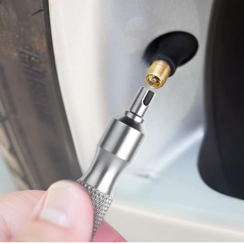 Image of Valve Core Removal Tool, Stainless Steel Valve Stem Removal Tool, Portable Schrader Valves Remove Tools for Bikes Motors and Cars