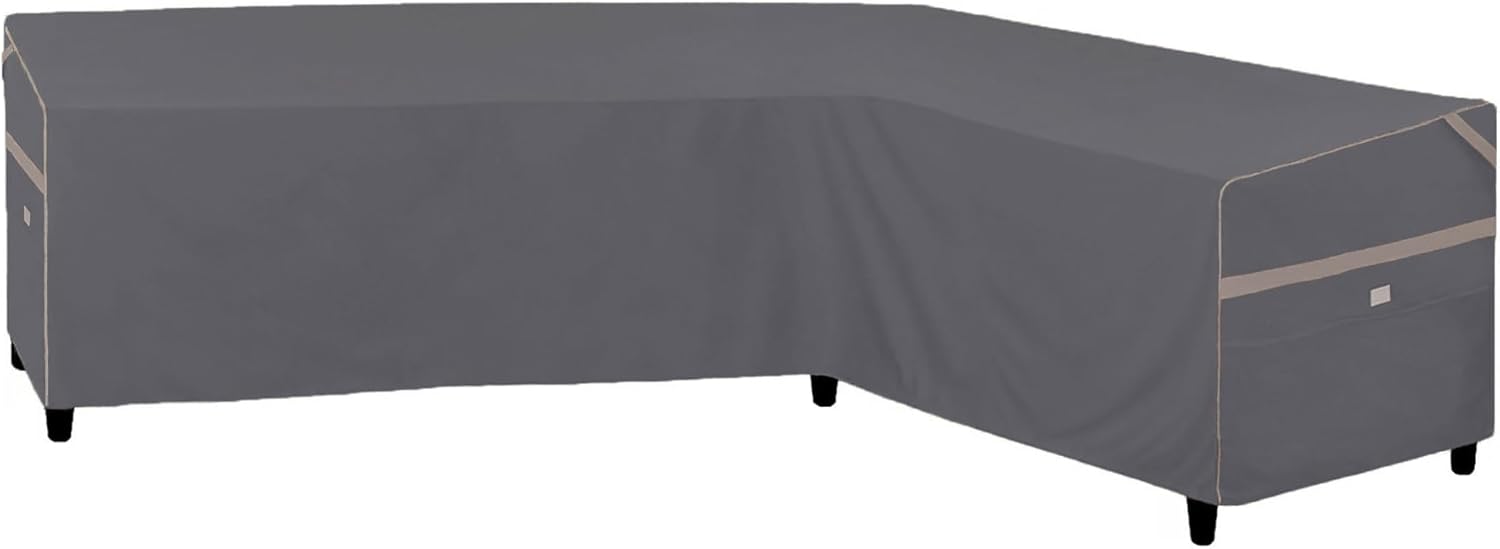 Heavy Duty Waterproof Outdoor L-Shaped Sectional Sofa Cover UV Resistant Patio Furniture Covers for Right Facing 104"L/83"R W X 33"D x 31" H Dark Grey