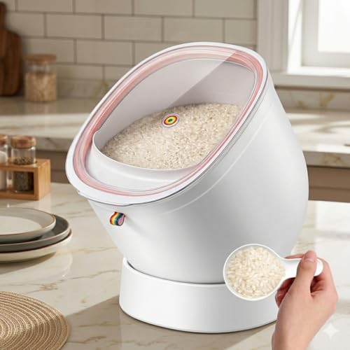 Rice Storage Container 5kg - Food Storage Container with Lid Rice Buckt Multifunctional containers for kitchen food with Measuring Cup Airtight Suitable for flour and grains