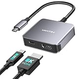 UANTIN USB C to HDMI 2.1 Adapter with 100W USBC Charging Port, Supports [8K, 4K@120Hz/60Hz HDR], 48Gbps Thunderbolt to HDMI Adapter Compatible for Laptop, iPhone 15/16, Switch 1/2, Steam Deck