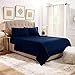 Clara Clark Premier 1800 Series 4pc Bed Sheet Set - Queen, Navy Blue, Hypoallergenic, Deep Pocket