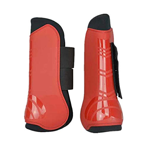 UNISTRENGH Horse Care Boots Open Front Jumping Tendon and Hind Fetlock Horse Secure Leg Protection Boots Lightweight Tough Dressage Horse Riding Equestrian Equipment (Red (2* Front Boots))