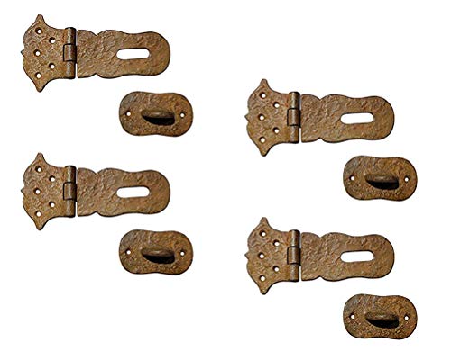Image of Adonai Hardware inchParan inch Heavy Duty Antique Cast Iron Safety Locking Hasp and Staple(6 inch x 4 Pack, Rust Living) for Vintage Pirates Treasure Chest, Trunks, Wooden Jewelry Box, Cases, Furniture and Sheds