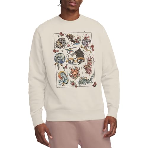 Sweat-shirt The Witcher unisexe de couleur naturel en taille XL avec imprimé tattoo flash