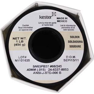Kester 2463378853 Wire Solder Sn63Pb37 3.3%/245 .015 1 LB Spool