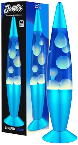 Jambo Lampe 16' Magnifique - Bleu avec Cire Blanche/Bleue, Lumière Relaxante à Mouvements, Veilleuse Décorative pour Maison, Salon, Bureau, Chambre, Adultes, Ados, Enfants, Magma Motion