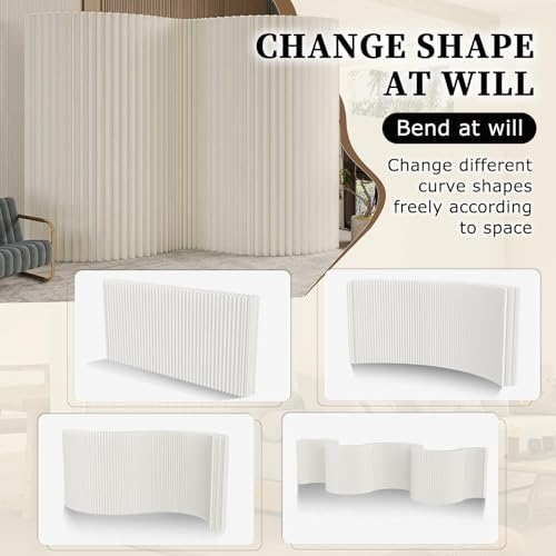 SAeWare Parete divisoria pieghevole in carta, divisorio per privacy, autoportante, leggero e portatile, per camera da letto, studio, ufficio, giallo, 180 x 700 ~ 800 cm