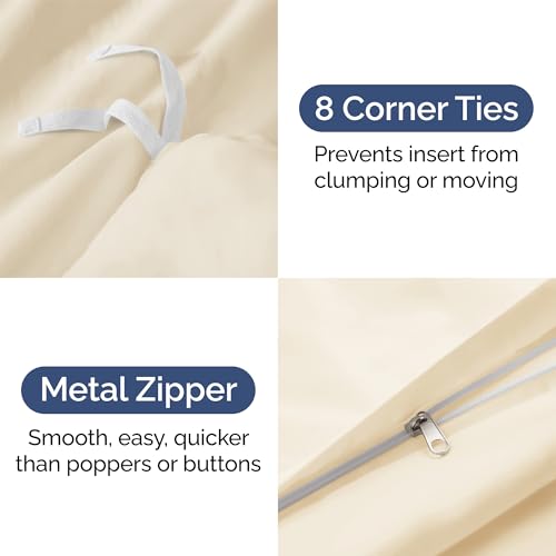 Image of Duvet Cover Cal King Size Set - Extra Soft Cal King Duvet Cover 104 inch x 98 inch with 2 Pillow Shams for Women, Men, Kids & Teens - Hotel Luxury w / Zipper Closures & Ties - Comfy & Breathable (Off White)