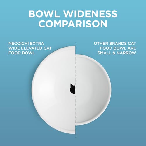 Necoichi Ciotola Rialzata Extra Larga Per Gatti, Bianca, Xl, 0,6 Kg - 3