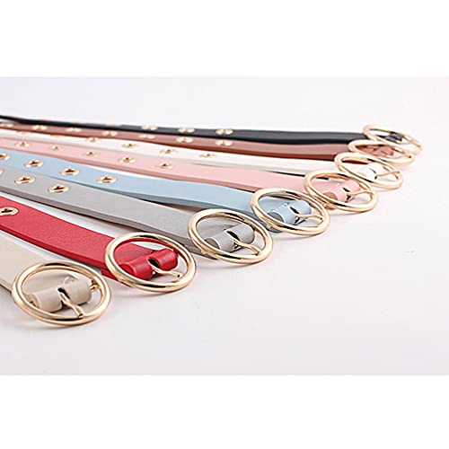 Womens PU Leather Belt for Jeans Dress Punk Vintage Studded Grommet Belt with Circle Metal Buckle4