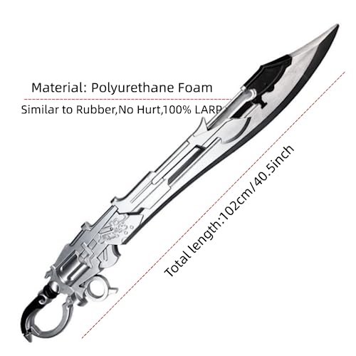 damdos Halloween Prop Fantasy PU Foam Cosplay Hardedge Gunblades Sword, Gunblades Cloud Strife Buster Armor Break Sword Remake Sword Knife Weapon Birthdays Gifts